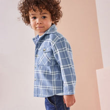 Load image into Gallery viewer, Light Blue 100% Cotton Long Sleeve Check Shirt and T-Shirt Set (3mths-6yrs)
