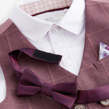 Load image into Gallery viewer, Plum Purple Check Waistcoat Set With Shirt And Bow Tie (3mths-6yrs)
