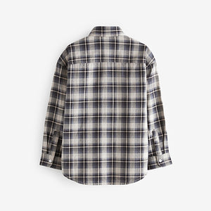 Navy Twill Check Long Sleeve Twill Shirt (3-12yrs)
