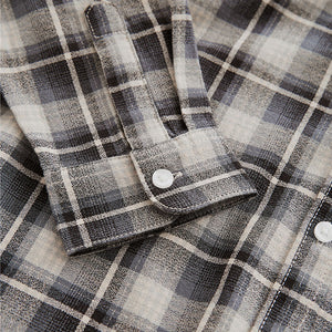 Navy Twill Check Long Sleeve Twill Shirt (3-12yrs)
