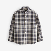 Load image into Gallery viewer, Navy Twill Check Long Sleeve Twill Shirt (3-12yrs)
