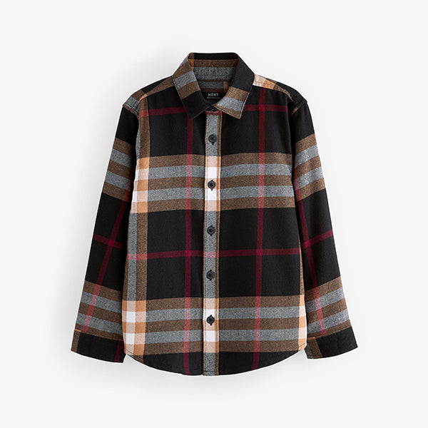 Brown/Cream Check Long Sleeve Twill Shirt (3-12yrs)
