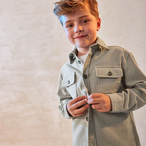 Grey Plain 100% Cotton Overshirt (3-12yrs)