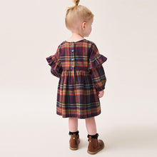 Load image into Gallery viewer, Purple 100% Cotton Check Frill Dress (3mths-6yrs)
