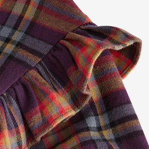 Purple 100% Cotton Check Frill Dress (3mths-6yrs)