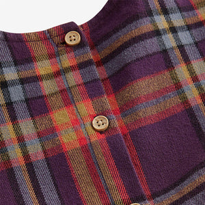 Purple 100% Cotton Check Frill Dress (3mths-6yrs)