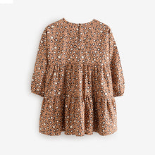 Load image into Gallery viewer, Animal Print Long Sleeve Tiered 100% Cotton Dress (3-12yrs)
