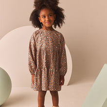 Load image into Gallery viewer, Animal Print Long Sleeve Tiered 100% Cotton Dress (3-12yrs)
