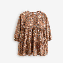 Load image into Gallery viewer, Animal Print Long Sleeve Tiered 100% Cotton Dress (3-12yrs)
