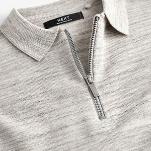 Neutral Long Sleeve Quarter Zip Polo Shirt (3-12yrs)
