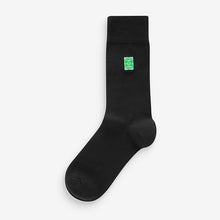 Load image into Gallery viewer, Black Football Fun Embroidered Socks 5 Pack
