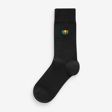 Load image into Gallery viewer, Black Football Fun Embroidered Socks 5 Pack
