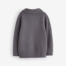 Load image into Gallery viewer, Charcoal Grey Utility Knitted Quarter Zip Jumper (3-12yrs)
