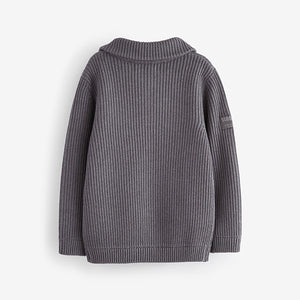 Charcoal Grey Utility Knitted Quarter Zip Jumper (3-12yrs)