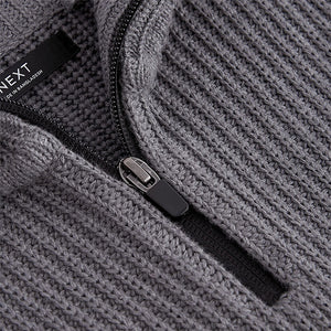 Charcoal Grey Utility Knitted Quarter Zip Jumper (3-12yrs)