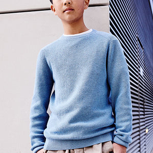Blue Without Stag 100% Cotton Crew Neck Knitted Jumper (3-12yrs)
