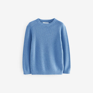 Blue Without Stag 100% Cotton Crew Neck Knitted Jumper (3-12yrs)