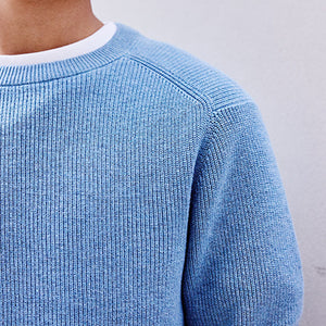 Blue Without Stag 100% Cotton Crew Neck Knitted Jumper (3-12yrs)