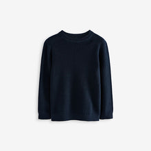 Load image into Gallery viewer, Navy Blue Without Stag 100% Cotton Crew Neck Knitted Jumper (3-12yrs)
