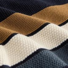 Load image into Gallery viewer, Neutral/Navy Stripe Long Sleeve 100% Cotton Crew Neck Jumper (3-12yrs)
