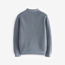 Load image into Gallery viewer, Blue Long Sleeve 100% Cotton Textured Polo Shirt (3-12yrs)

