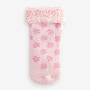 Pink Towelling Character Socks 4 Pack (0mths-2yrs)