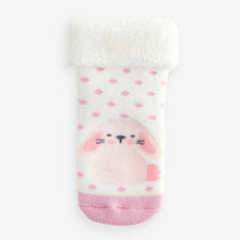 Load image into Gallery viewer, Pink Towelling Character Socks 4 Pack (0mths-2yrs)
