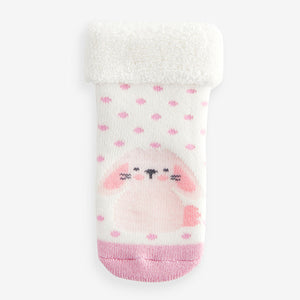 Pink Towelling Character Socks 4 Pack (0mths-2yrs)