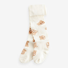 Load image into Gallery viewer, Cream/Oatmeal Bear Baby Tights 2 Pack (0mths-18mths)
