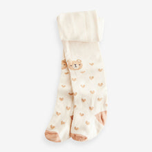 Load image into Gallery viewer, Cream/Oatmeal Bear Baby Tights 2 Pack (0mths-18mths)
