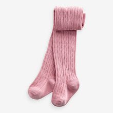 Load image into Gallery viewer, Pink white cable Baby Tights 3 Pack (0mths-18mths)
