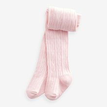 Load image into Gallery viewer, Pink white cable Baby Tights 3 Pack (0mths-18mths)
