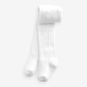 Pink white cable Baby Tights 3 Pack (0mths-18mths)