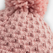 Load image into Gallery viewer, Pink Waffle Knit Baby Pom Hat (0mths-18mths)
