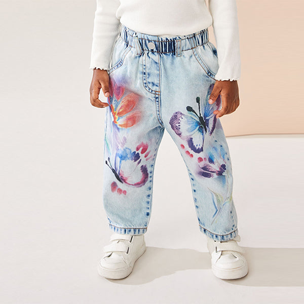 Denim 100% Cotton Butterfly Print Jeans (3mths-6yrs)