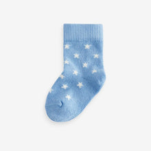 Load image into Gallery viewer, Blue/White 7 Pack Baby Socks (0mths-2yrs)
