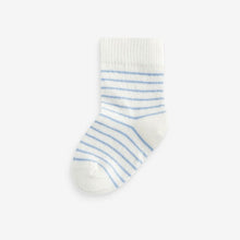 Load image into Gallery viewer, Blue/White 7 Pack Baby Socks (0mths-2yrs)
