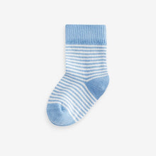 Load image into Gallery viewer, Blue/White 7 Pack Baby Socks (0mths-2yrs)
