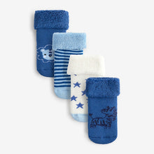 Load image into Gallery viewer, Blue Character Towelling Socks 4 Pack (0mths-2yrs)
