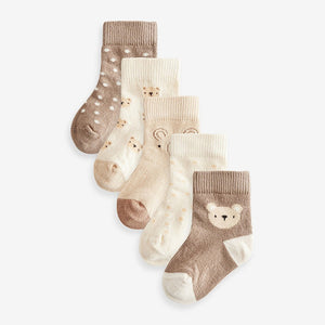 Neutral Bear Baby Socks 5 Pack (0mths-2yrs)
