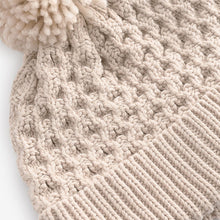 Load image into Gallery viewer, Cream Knitted Pom Waffle Baby Hat
