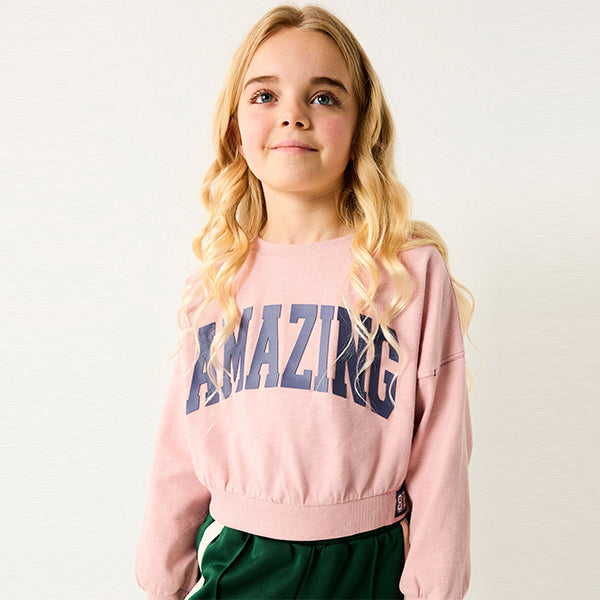 Pink Varsity Graphic 100% Cotton Long Sleeve Sweatshirt (3-12yrs)
