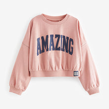 Load image into Gallery viewer, Pink Varsity Graphic 100% Cotton Long Sleeve Sweatshirt (3-12yrs)
