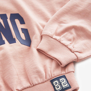 Pink Varsity Graphic 100% Cotton Long Sleeve Sweatshirt (3-12yrs)