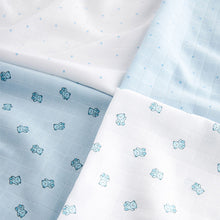 Load image into Gallery viewer, Blue Bear Baby Muslins 100% Cotton Cloths 4 Pack

