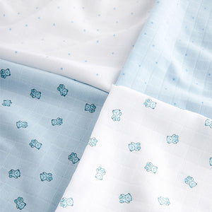 Blue Bear Baby Muslins 100% Cotton Cloths 4 Pack