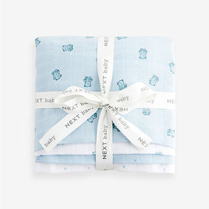 Blue Bear Baby Muslins 100% Cotton Cloths 4 Pack