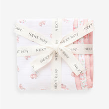 Load image into Gallery viewer, Pink Bunny Baby Muslins 100% Cotton Cloths 4 Pack
