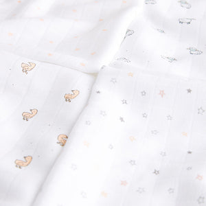 White Delicate Animal Baby Muslins 100% Cotton Cloths 4 Pack