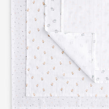 Load image into Gallery viewer, White Delicate Animal Baby Muslins 100% Cotton Cloths 4 Pack
